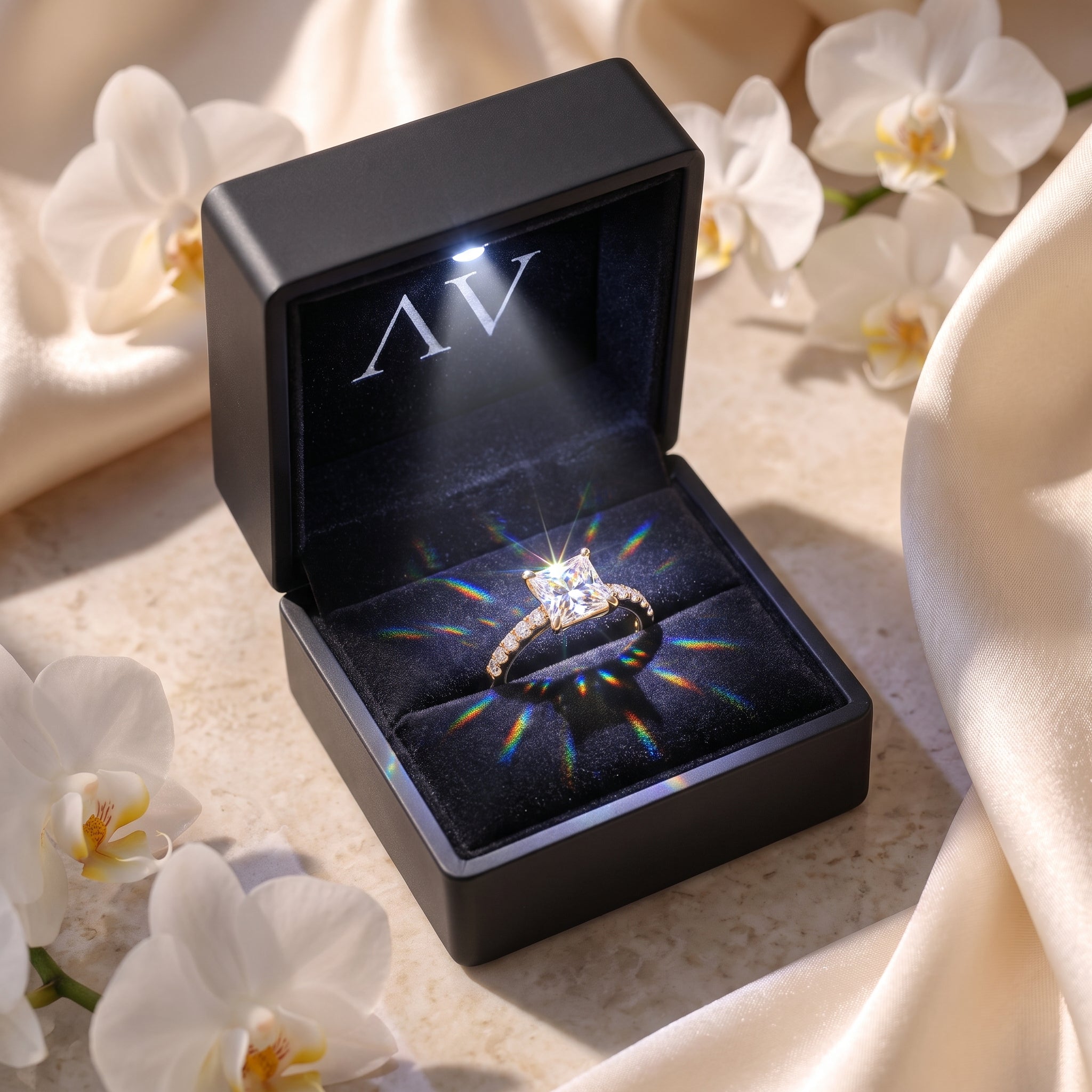 AI0009-PRI-0.5CT-PAVE-SOLIT - Premium LED Gift Box Presentation