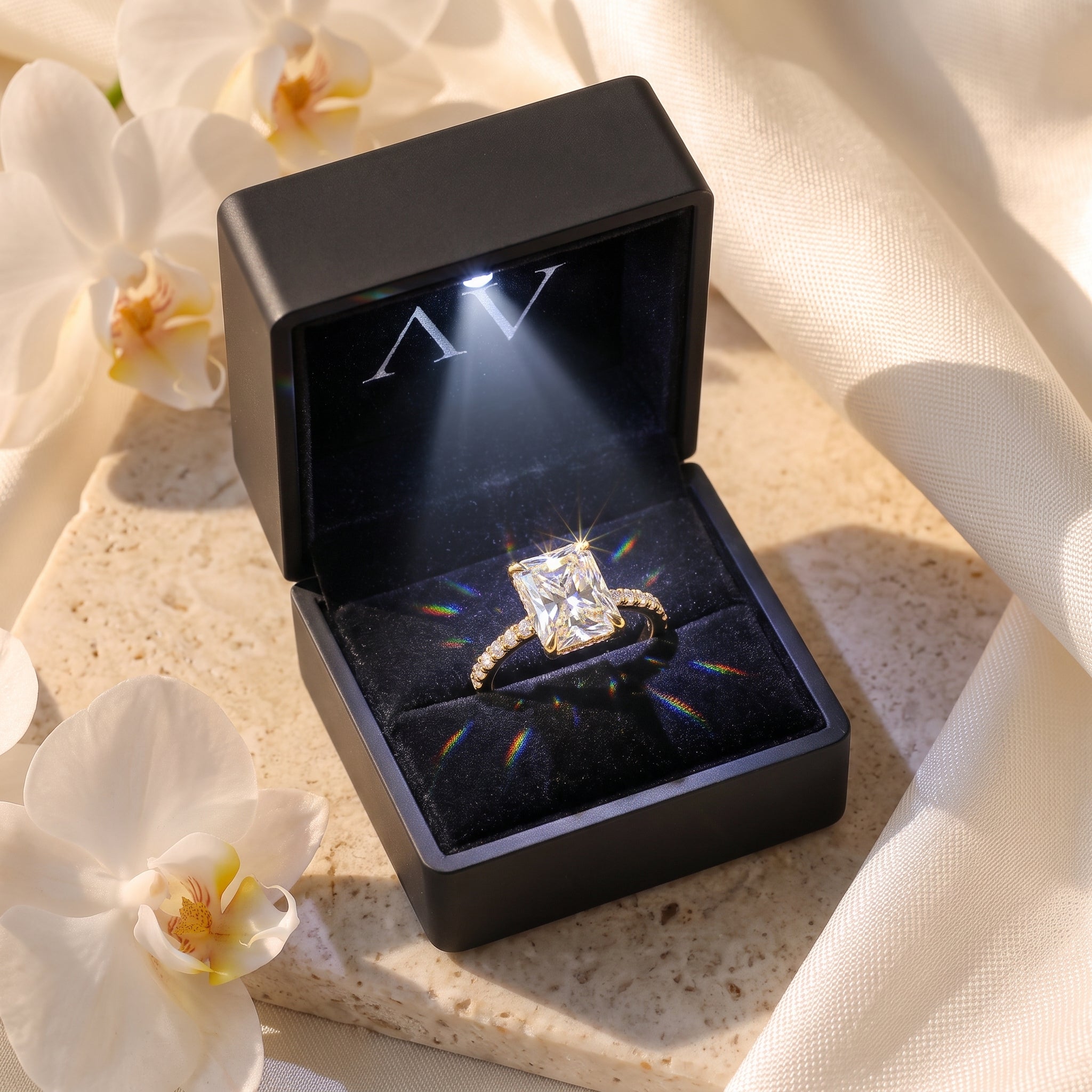 AI0009-RAD-1CT-PAVE-SOLIT - Premium LED Gift Box Presentation