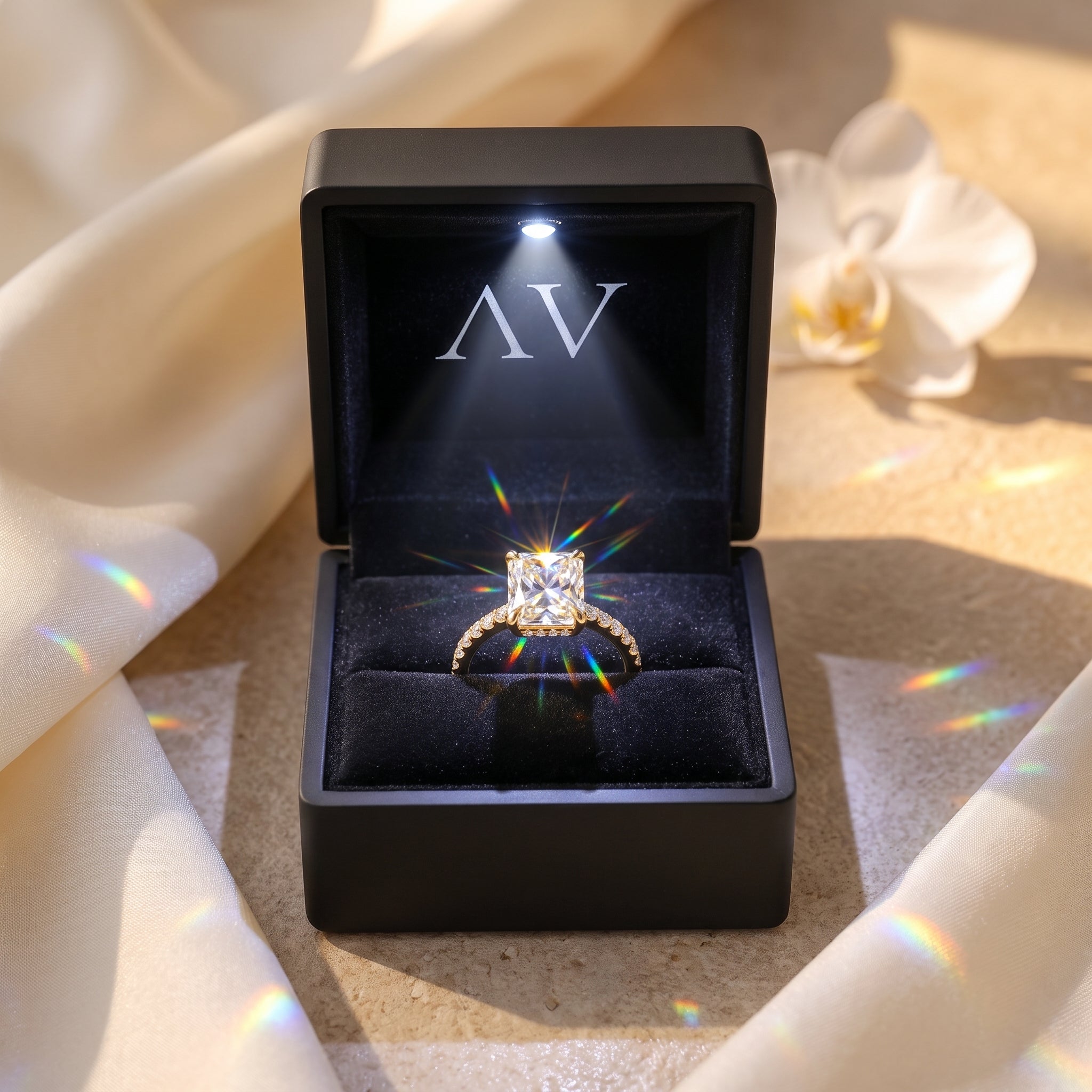 AI0009-RAD-3CT-PAVE-SOLIT - Premium LED Gift Box Presentation