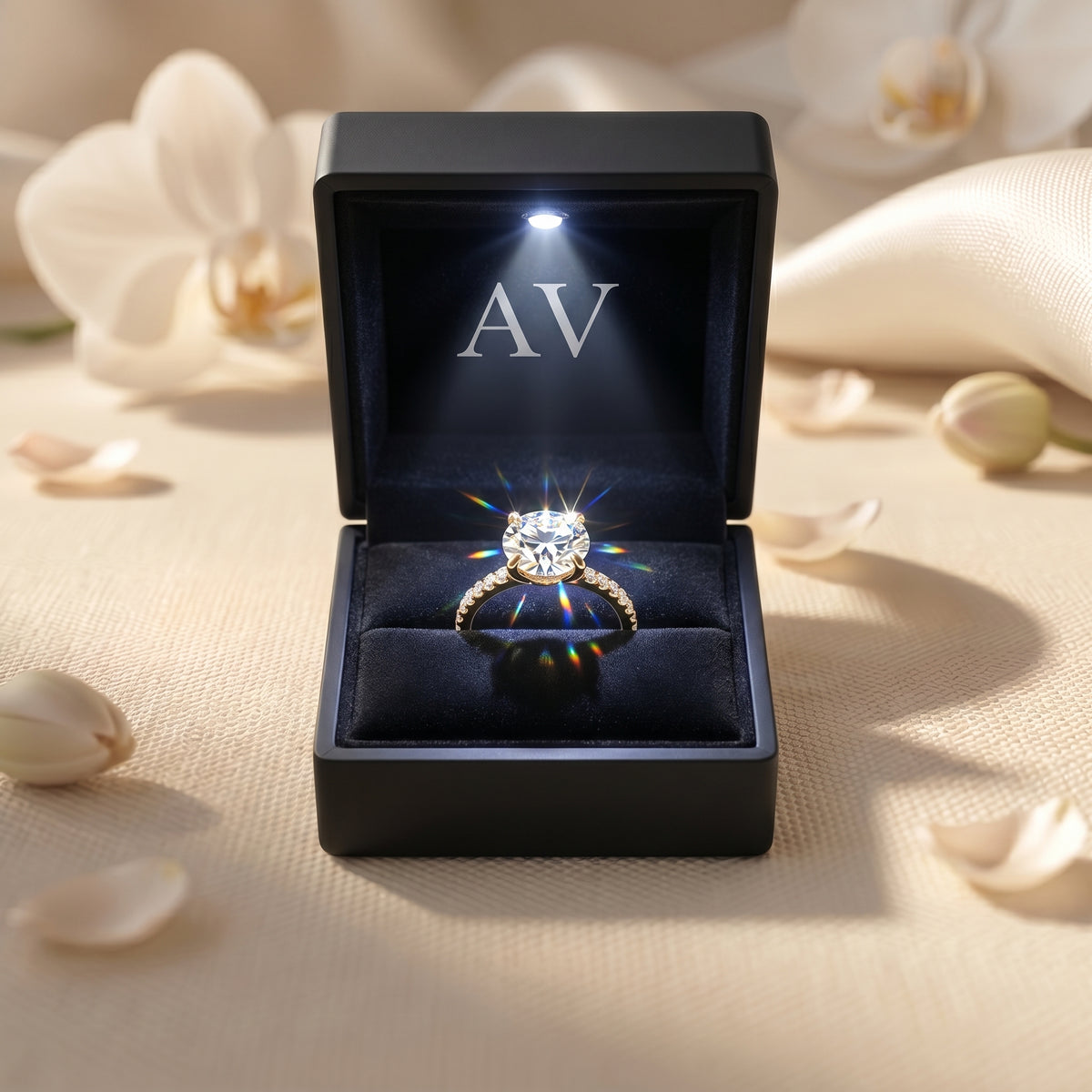 AI0009-ROU-1.5CT-PAVE-SOLIT - Premium LED Gift Box Presentation