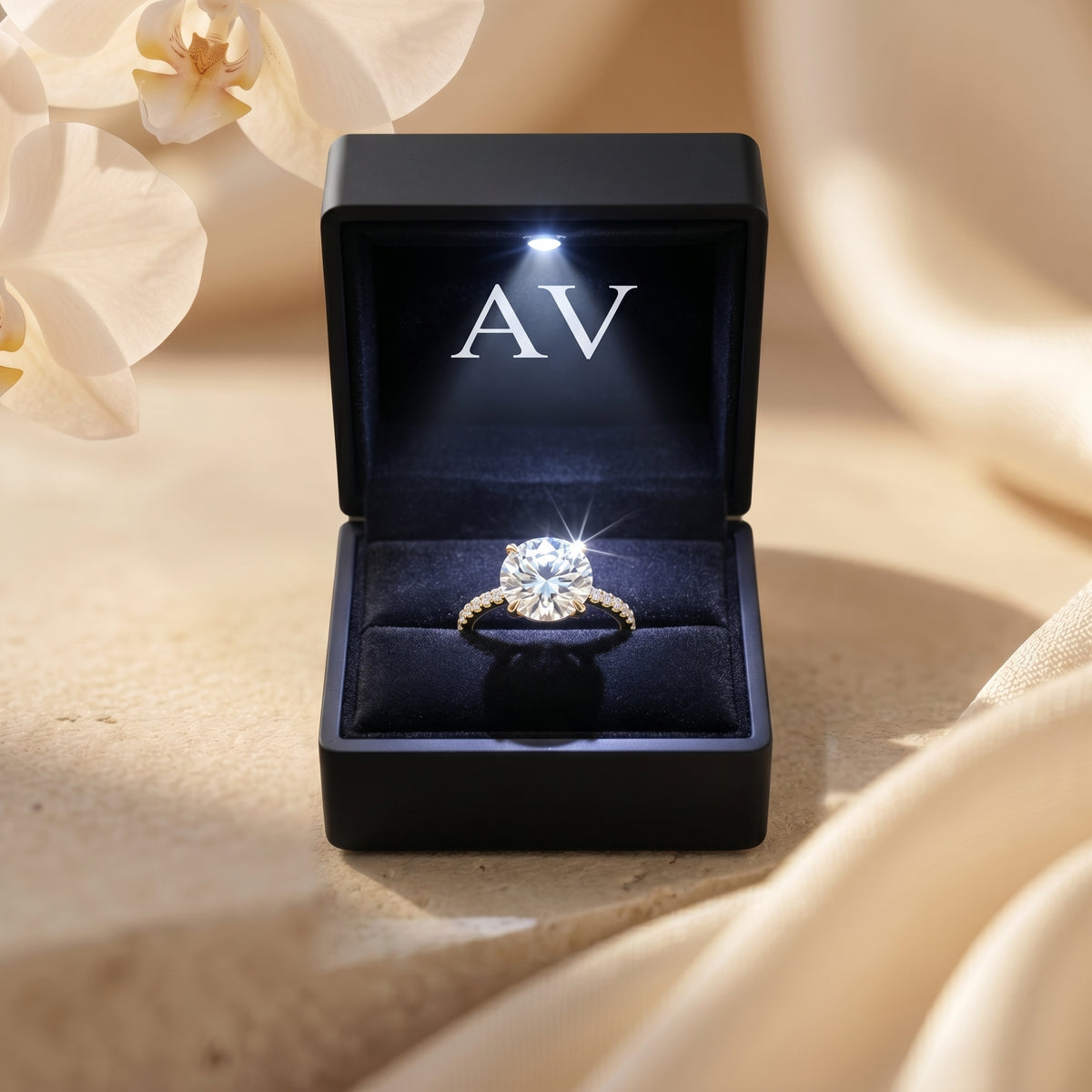 AI0009-ROU-3CT-PAVE-SOLIT - Premium LED Gift Box Presentation
