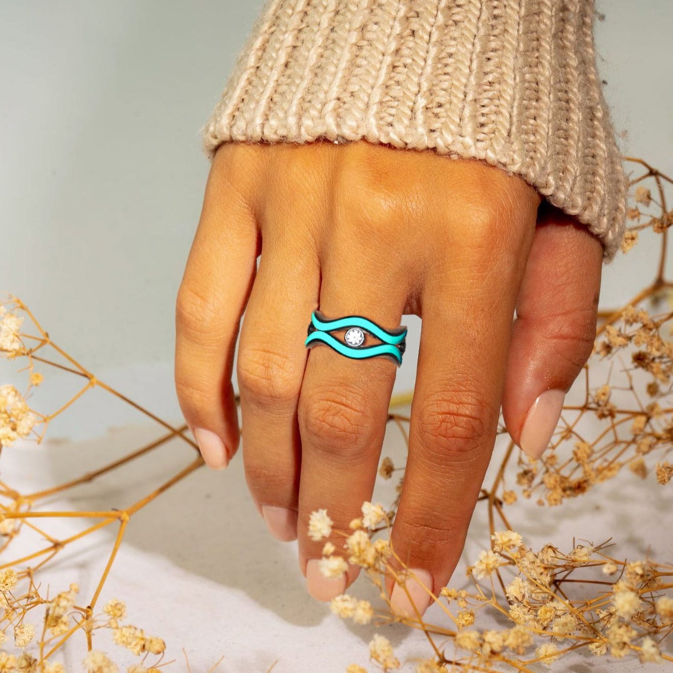 Dolphin's Eye: Ethical Diamond Ring - S925 Sterling Silver