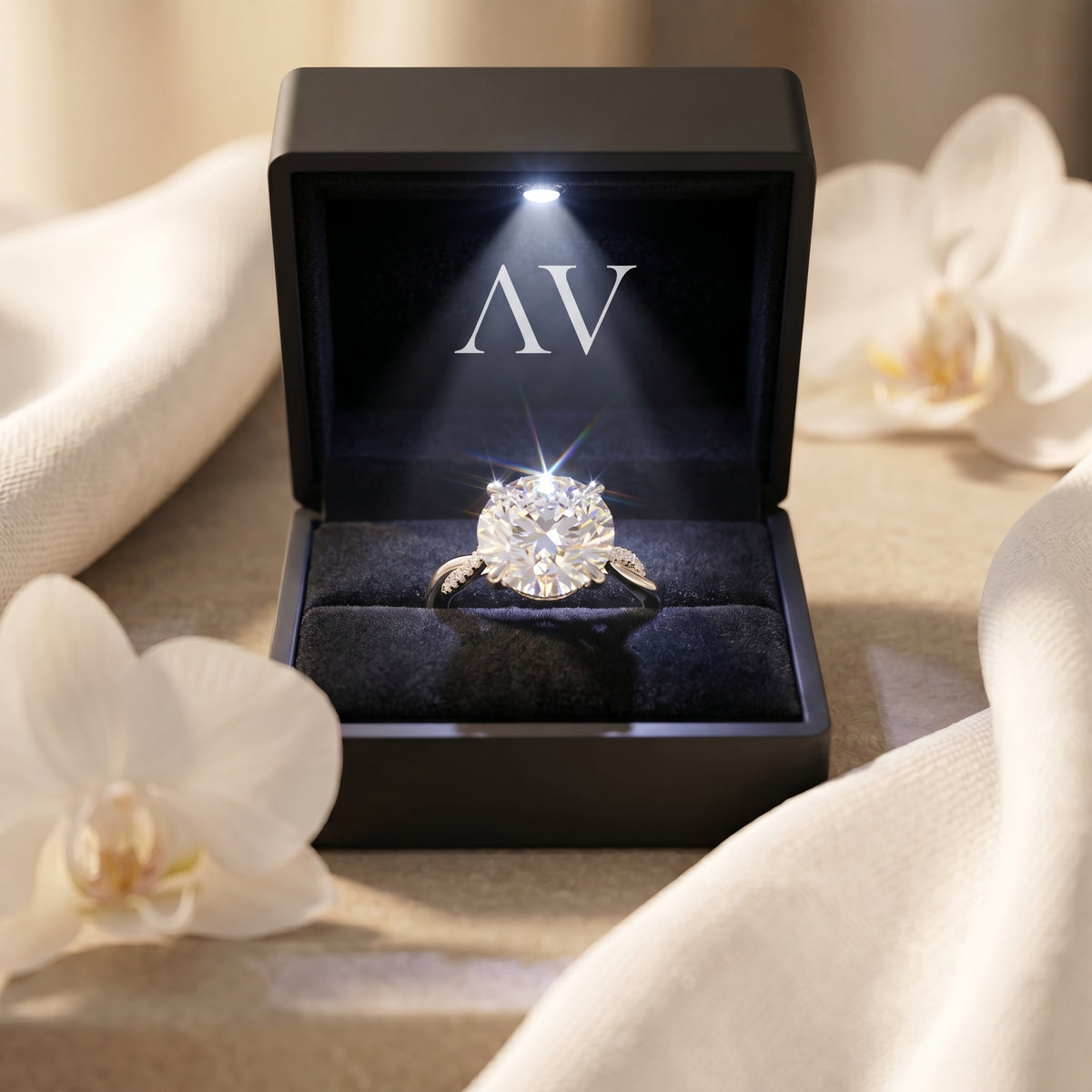 YLQ2580-ROU-5CT-TPAVE-3STN - Premium LED Gift Box Presentation