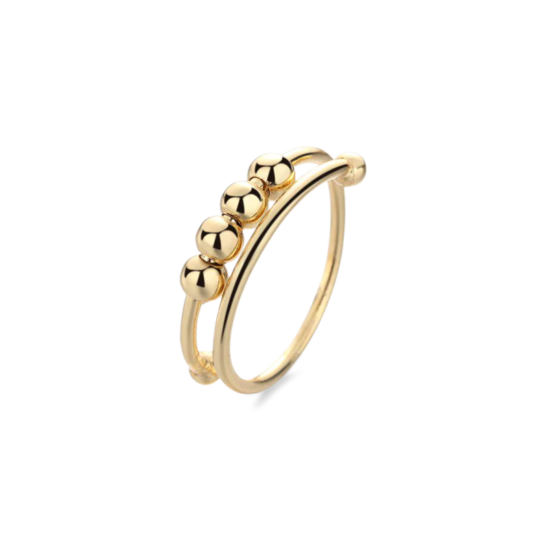 Bague anti-stress ajustable à billes en argent S925