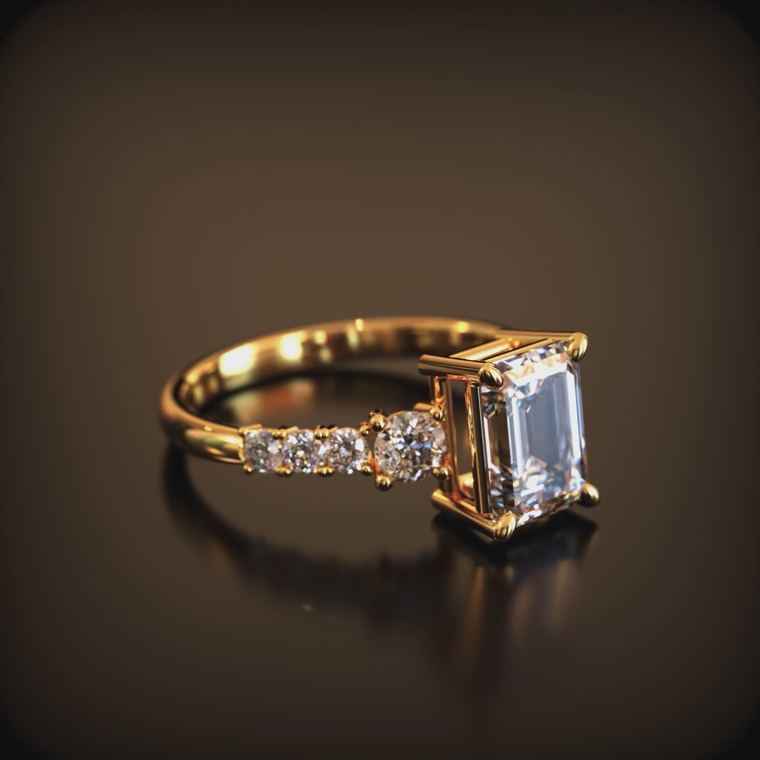 The Nova Elise emerald-cut moissanite solid gold ring