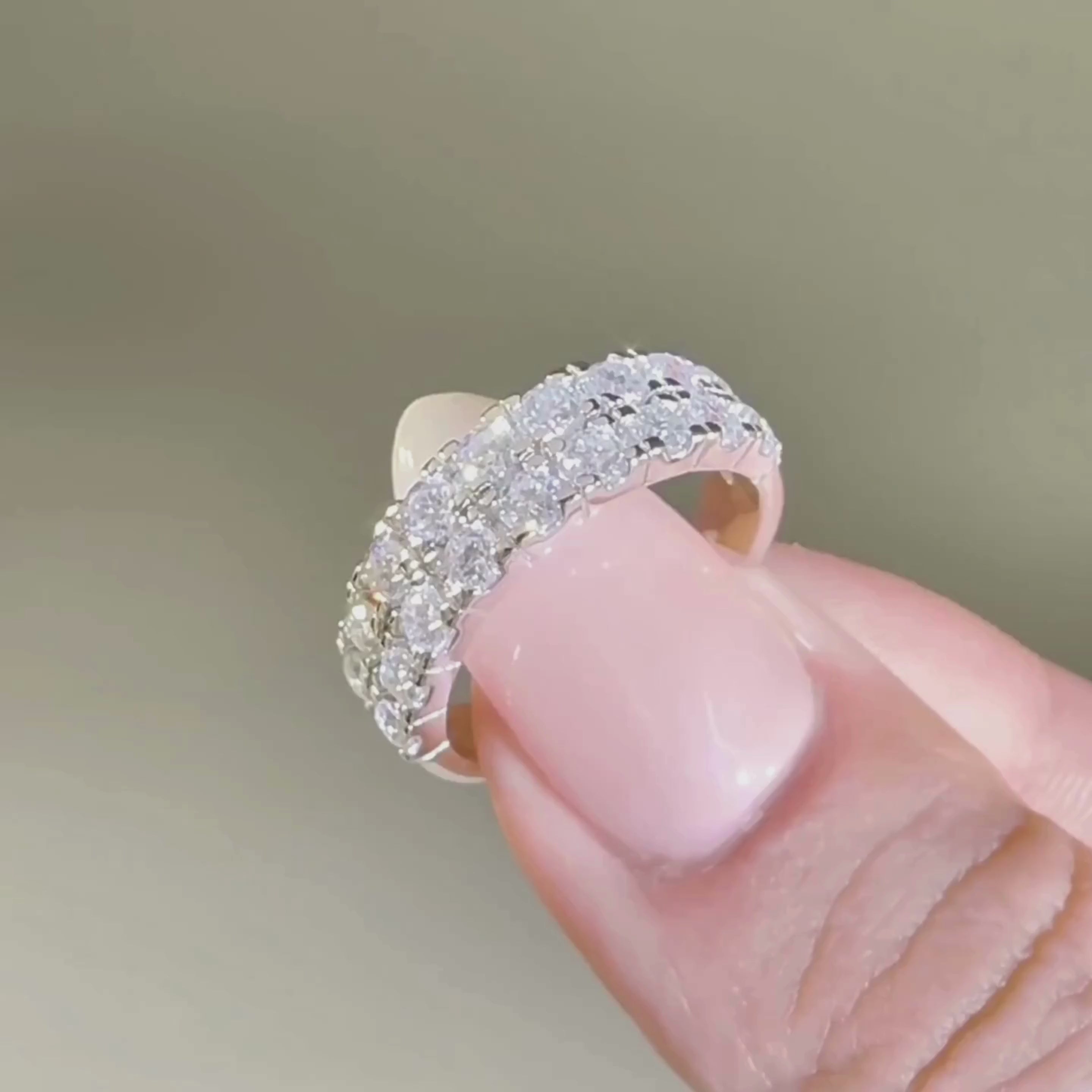 Video of The Radiance 14K Solid White Gold Moissanite Jewelry Set.