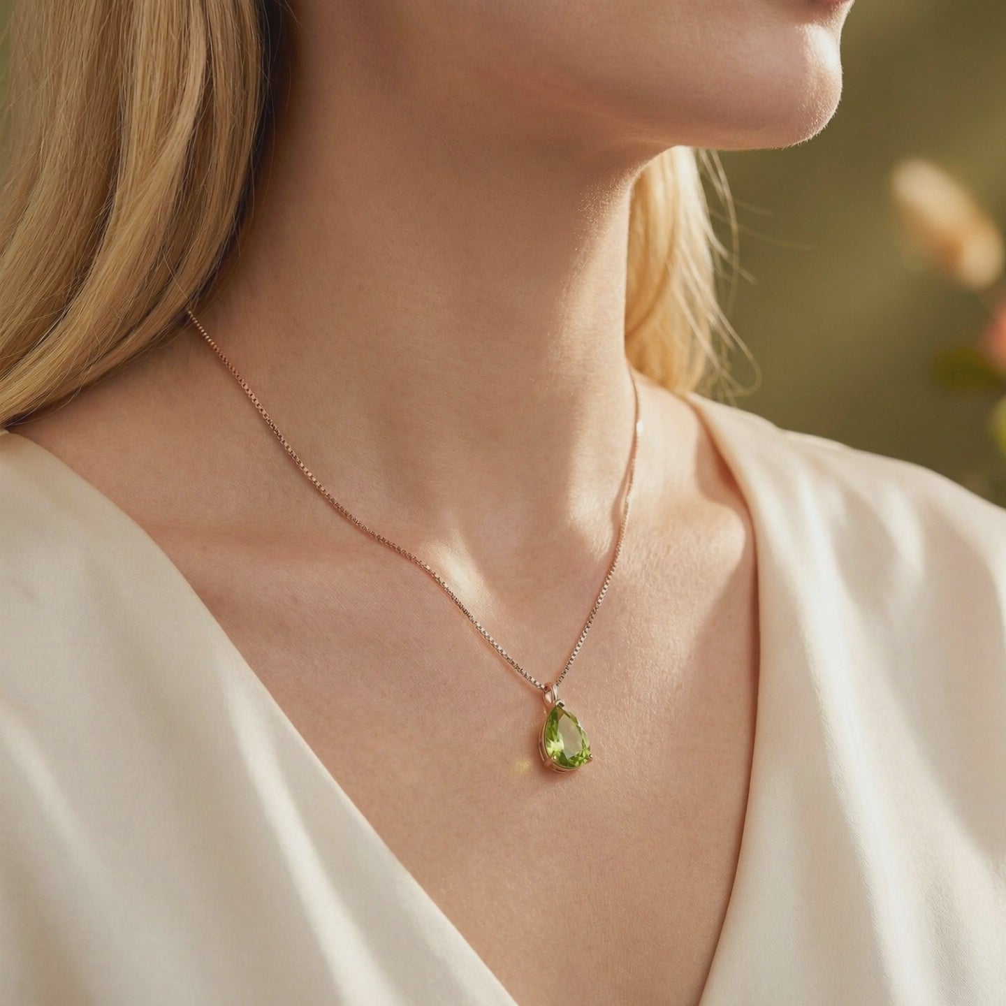Video of the Elyon Peridot Pendant Necklace in solid gold.