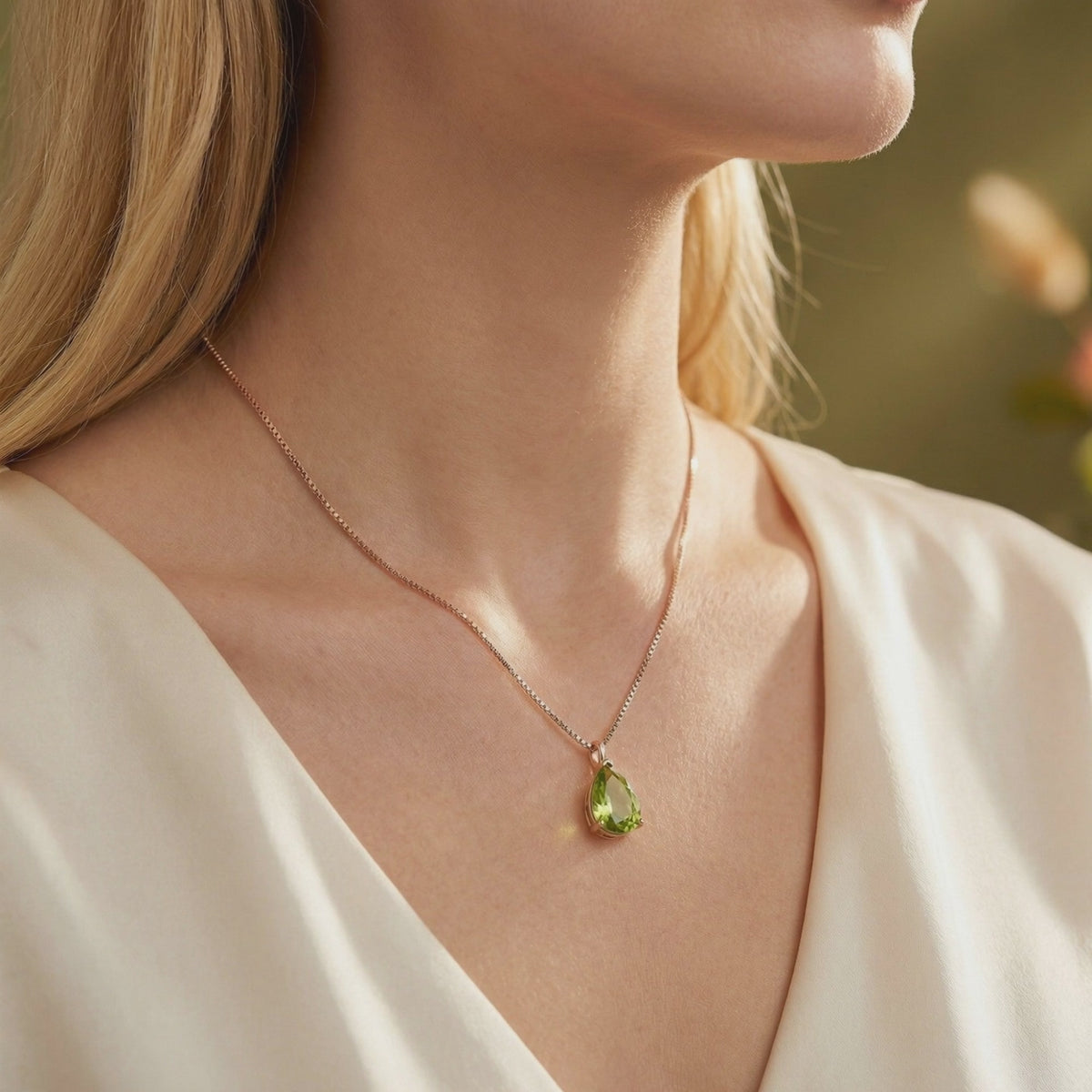 Video of the Elyon Peridot Pendant Necklace in solid gold.