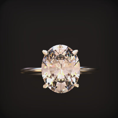 The Bella oval moissanite solitaire ring in 14K solid gold.
