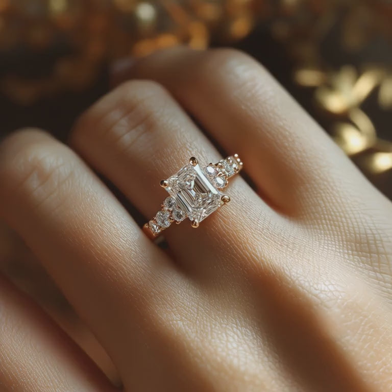 The Adelina Rae ring crafted in solid gold.