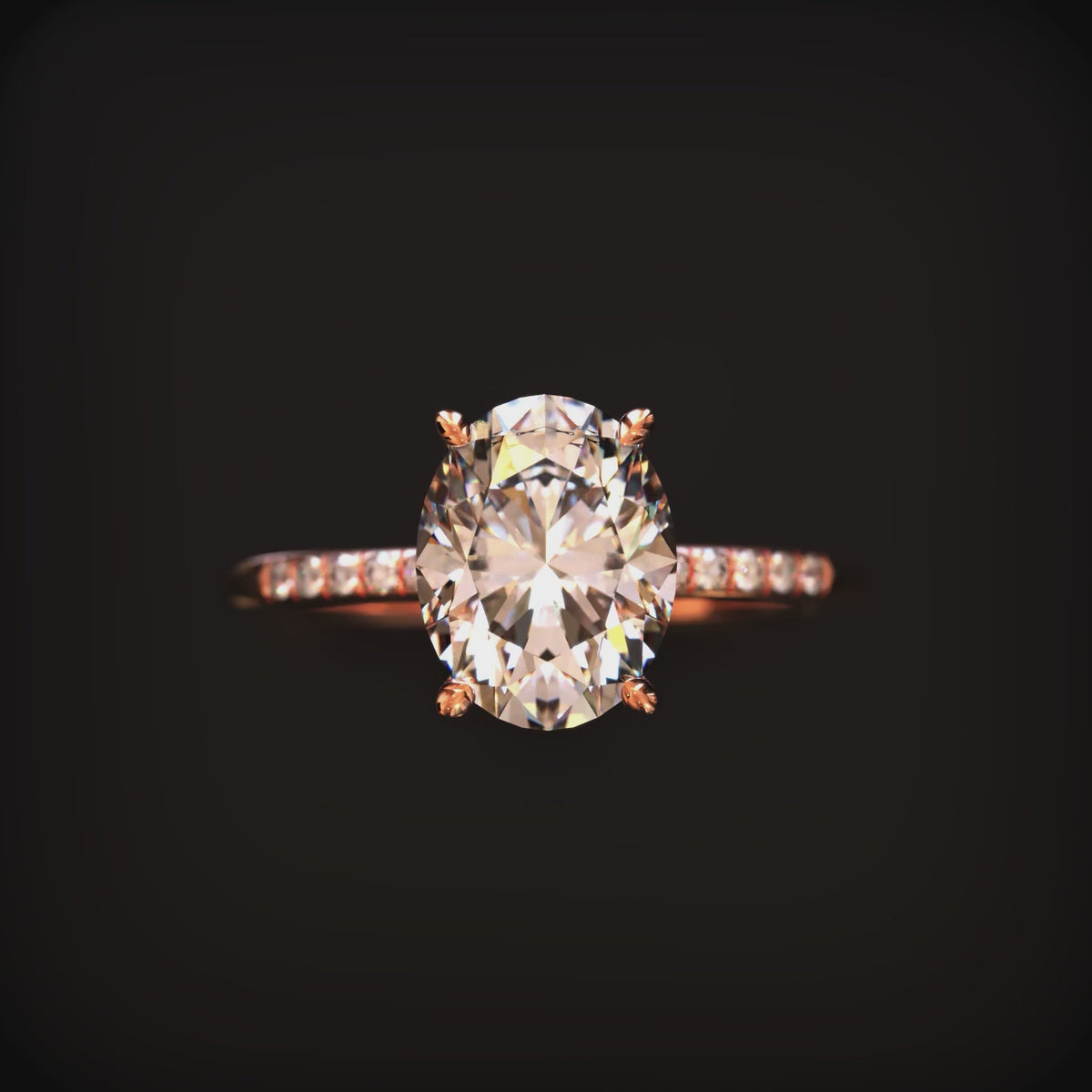 The Opaline 2 carat oval moissanite ring in solid gold.