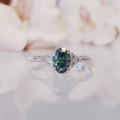 14K solid gold Alexandrite ring showcasing the color-changing gemstone