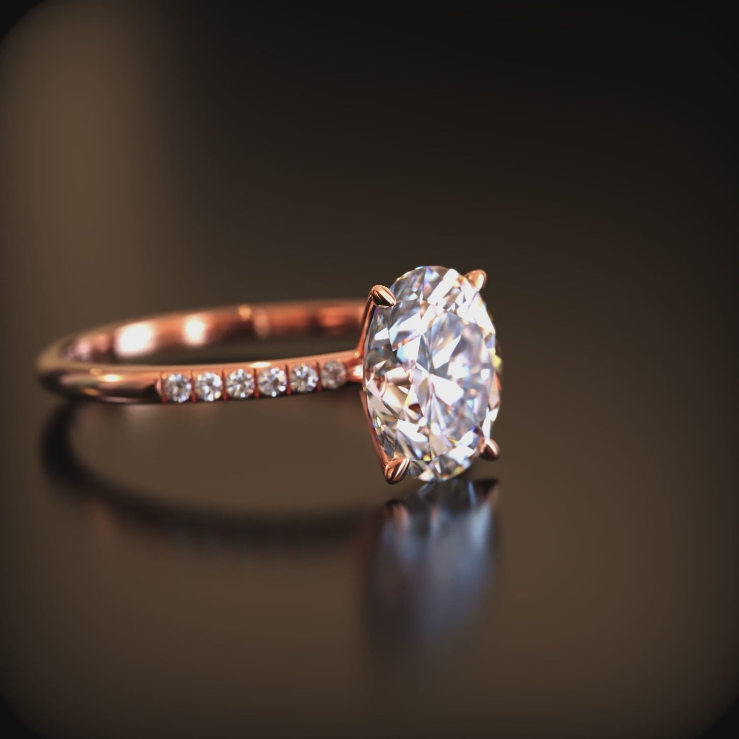 The Opaline 2-carat oval moissanite ring in solid gold.