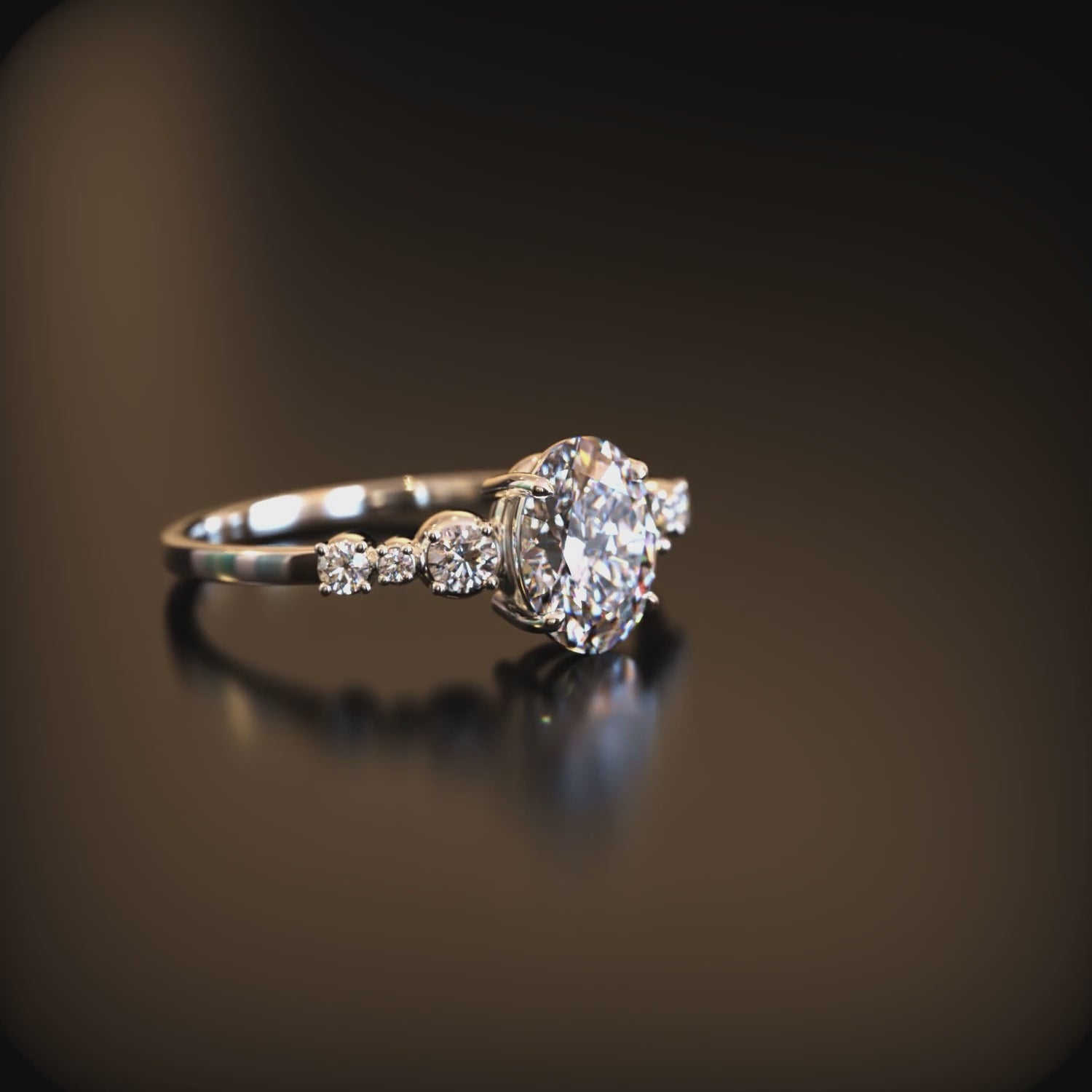 The Alina 1 carat oval-cut moissanite ring in 14K solid gold.