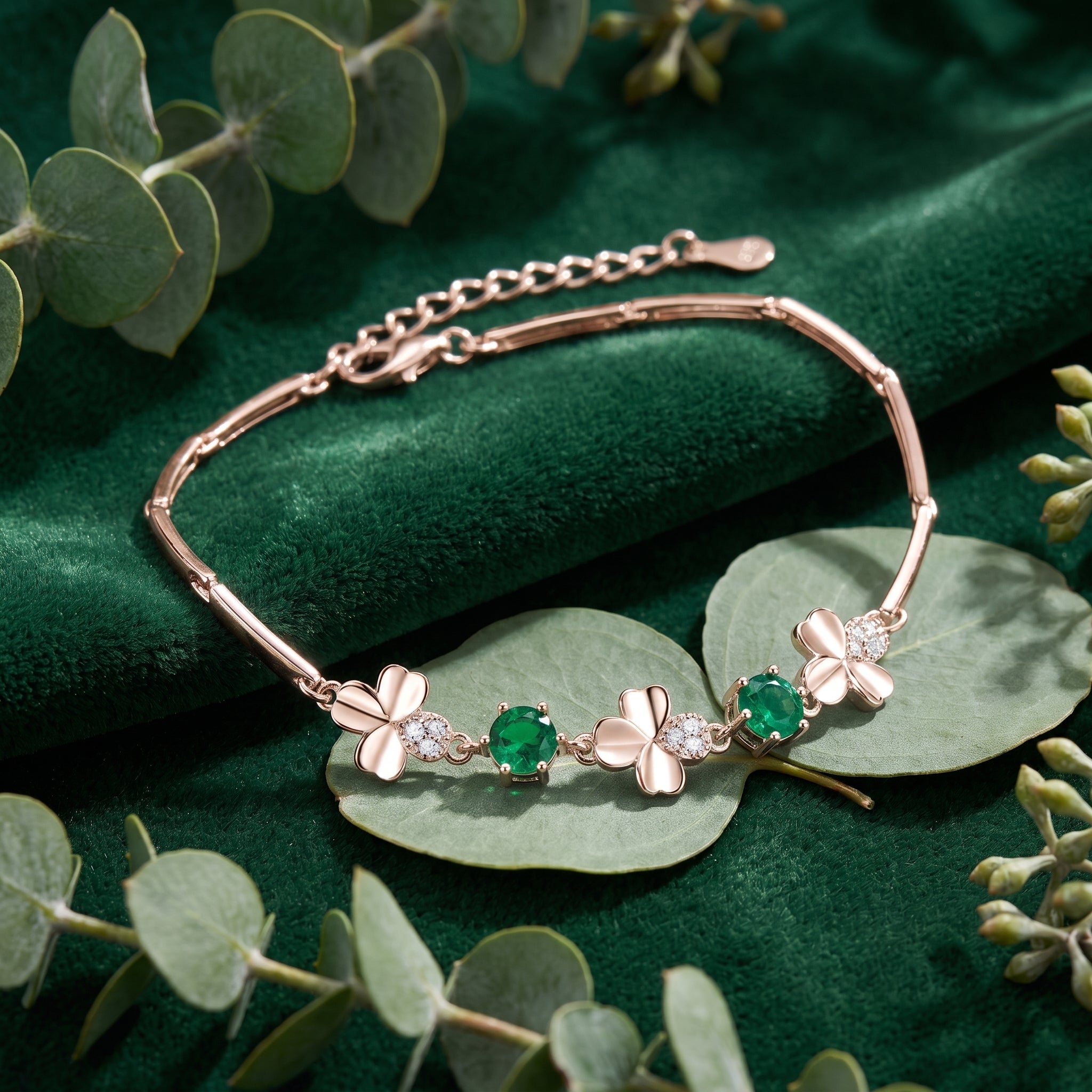 the-aurelise-clover-bracelet-s925-sterling-silver in rose gold finish