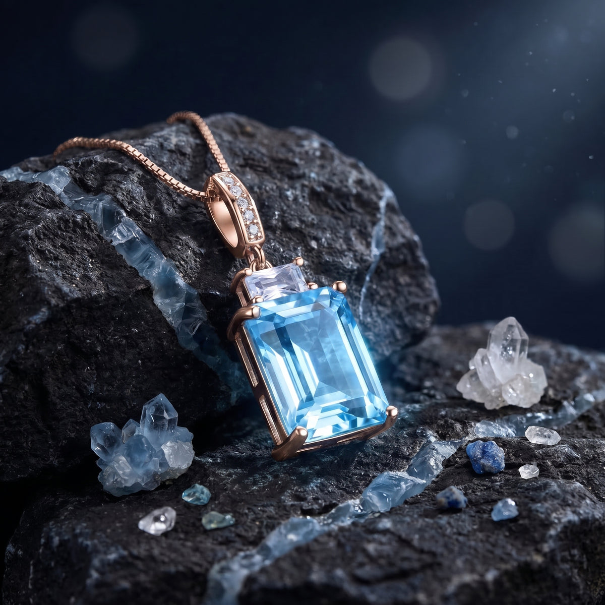 the-coraline-natural-topaz-necklace in rose gold finish