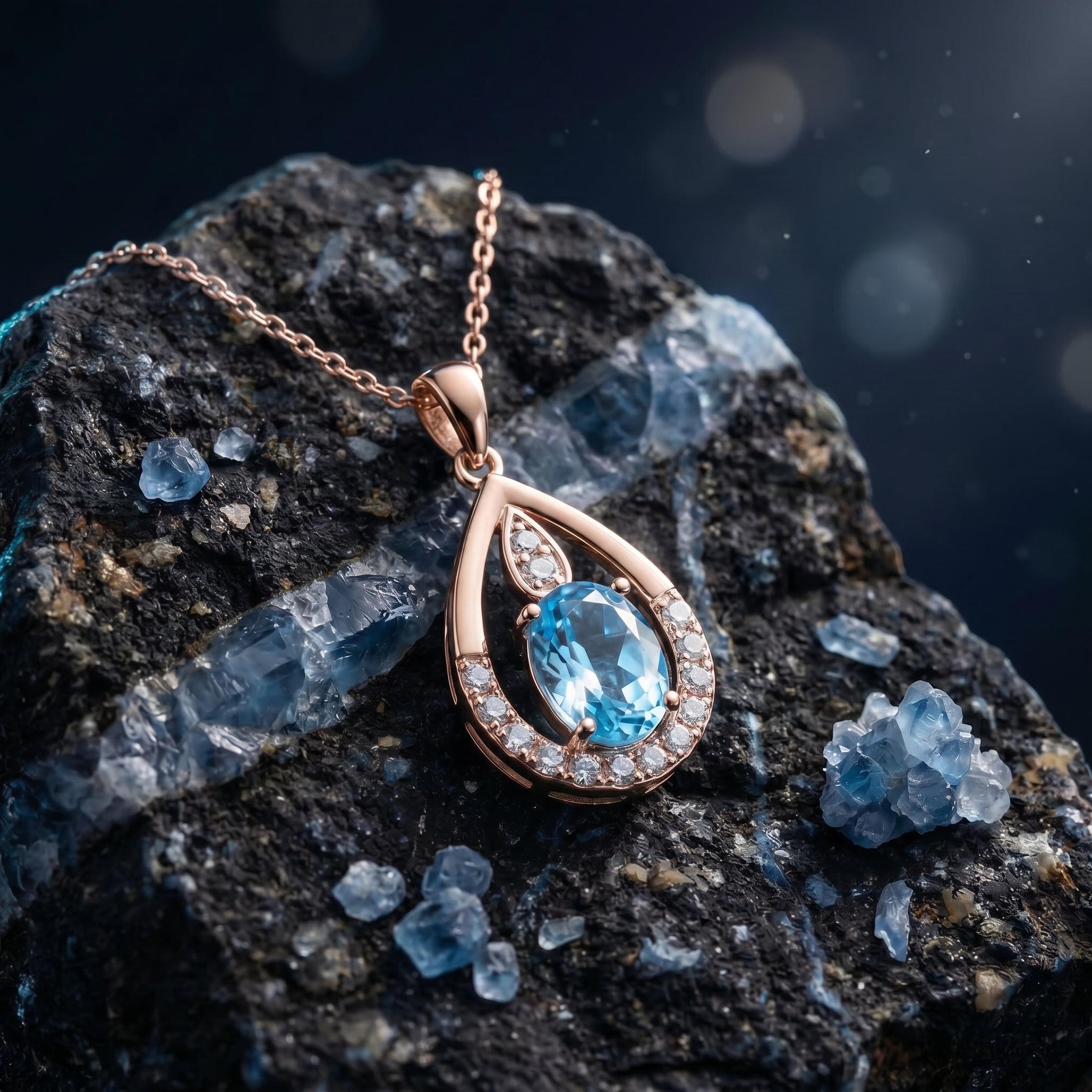 the-coriana-natural-topaz-necklace in rose gold finish
