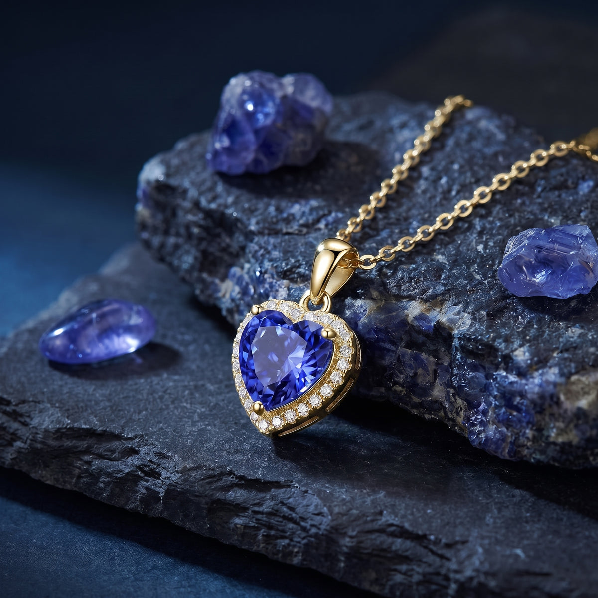 the-emmeline-tanzanite-necklace in gold finish