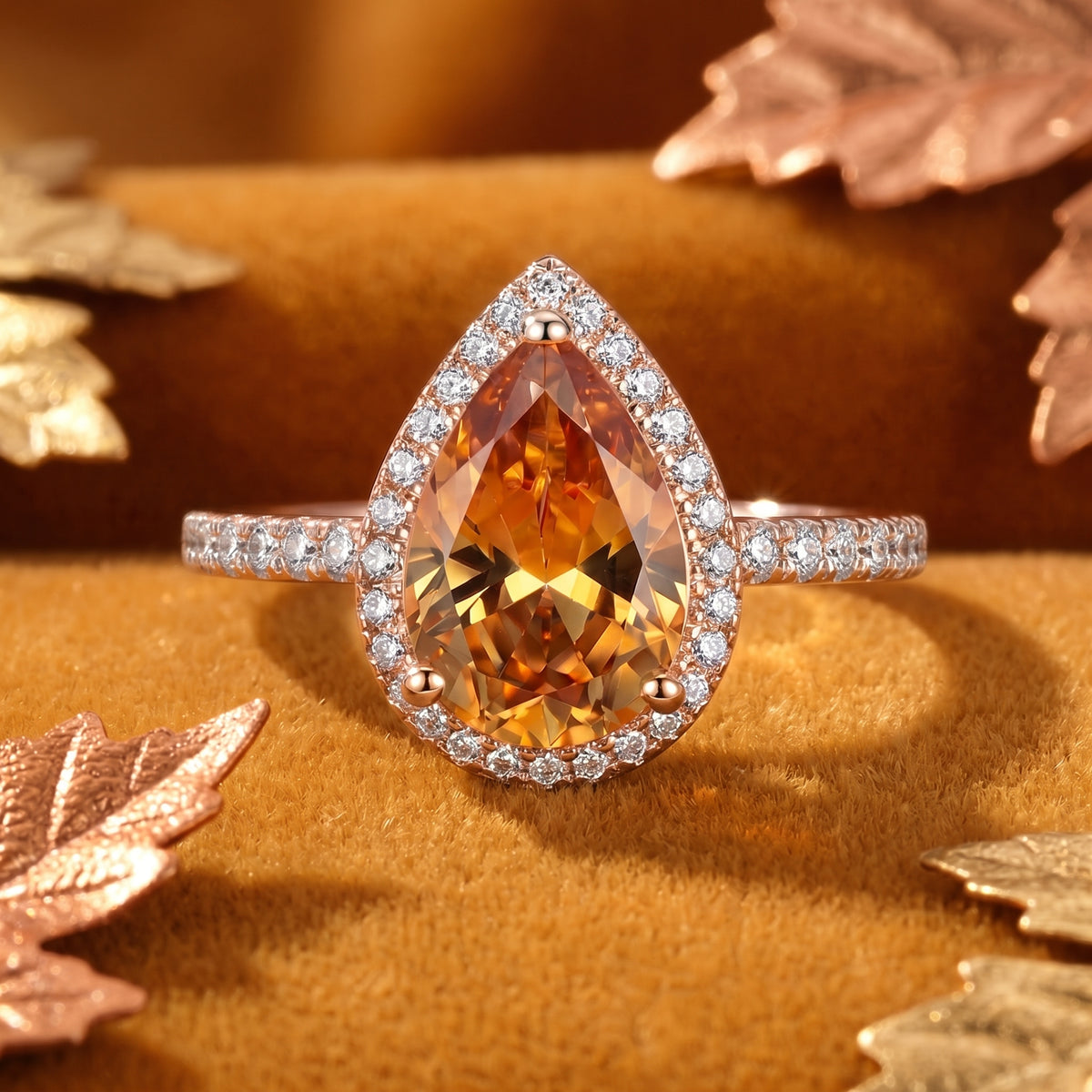 the-luvia-pear-ring-s925-sterling-silver in rose gold finish