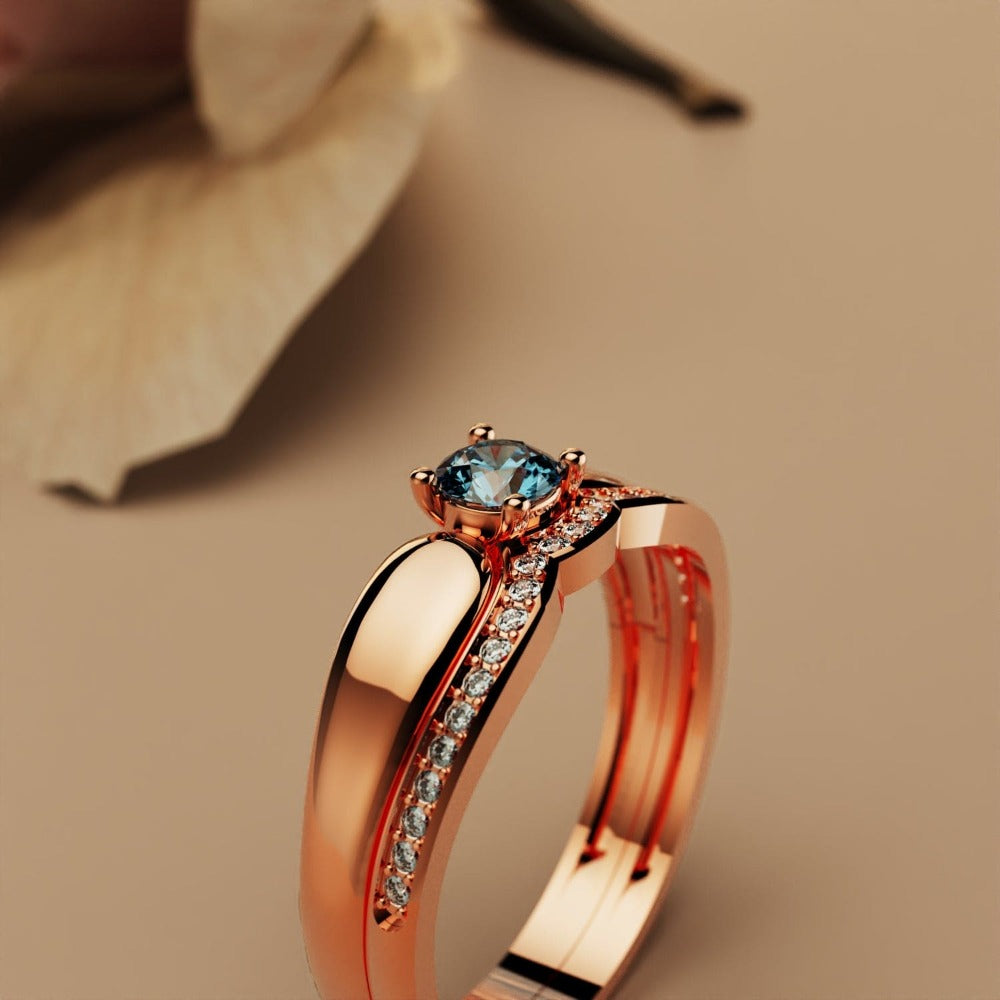 Regal Radiance: Tiara 2-Piece Ring - 18K Rose Gold Vermeil