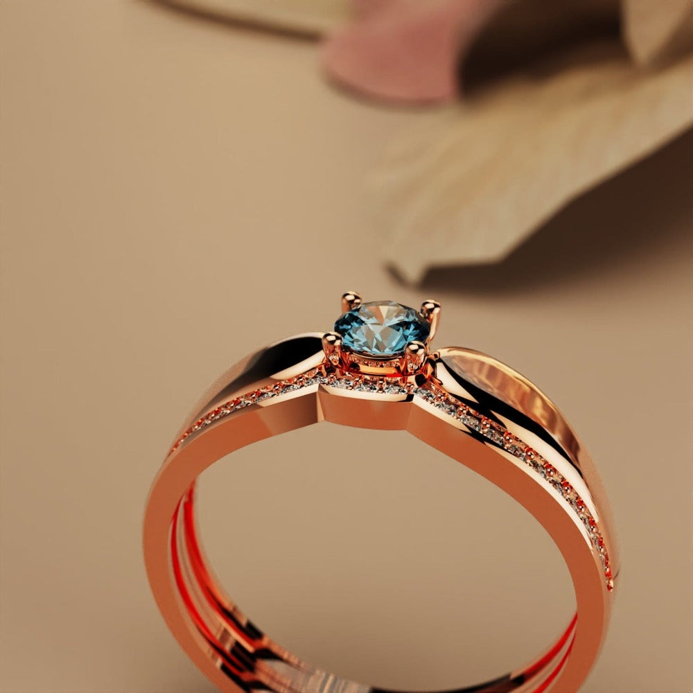 Regal Radiance: Tiara 2-Piece Ring - 18K Rose Gold Vermeil