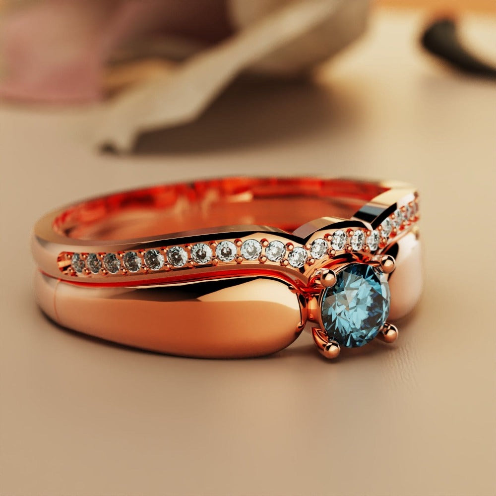 Regal Radiance: Tiara 2-Piece Ring - 18K Rose Gold Vermeil
