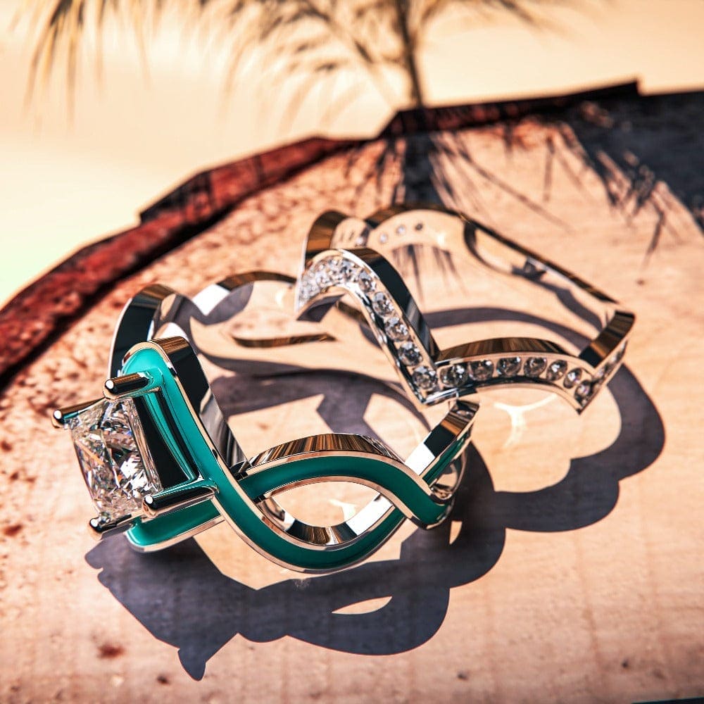 Ocean-inspired Turquoise Ocean Wave Ring crafted in sterling silver