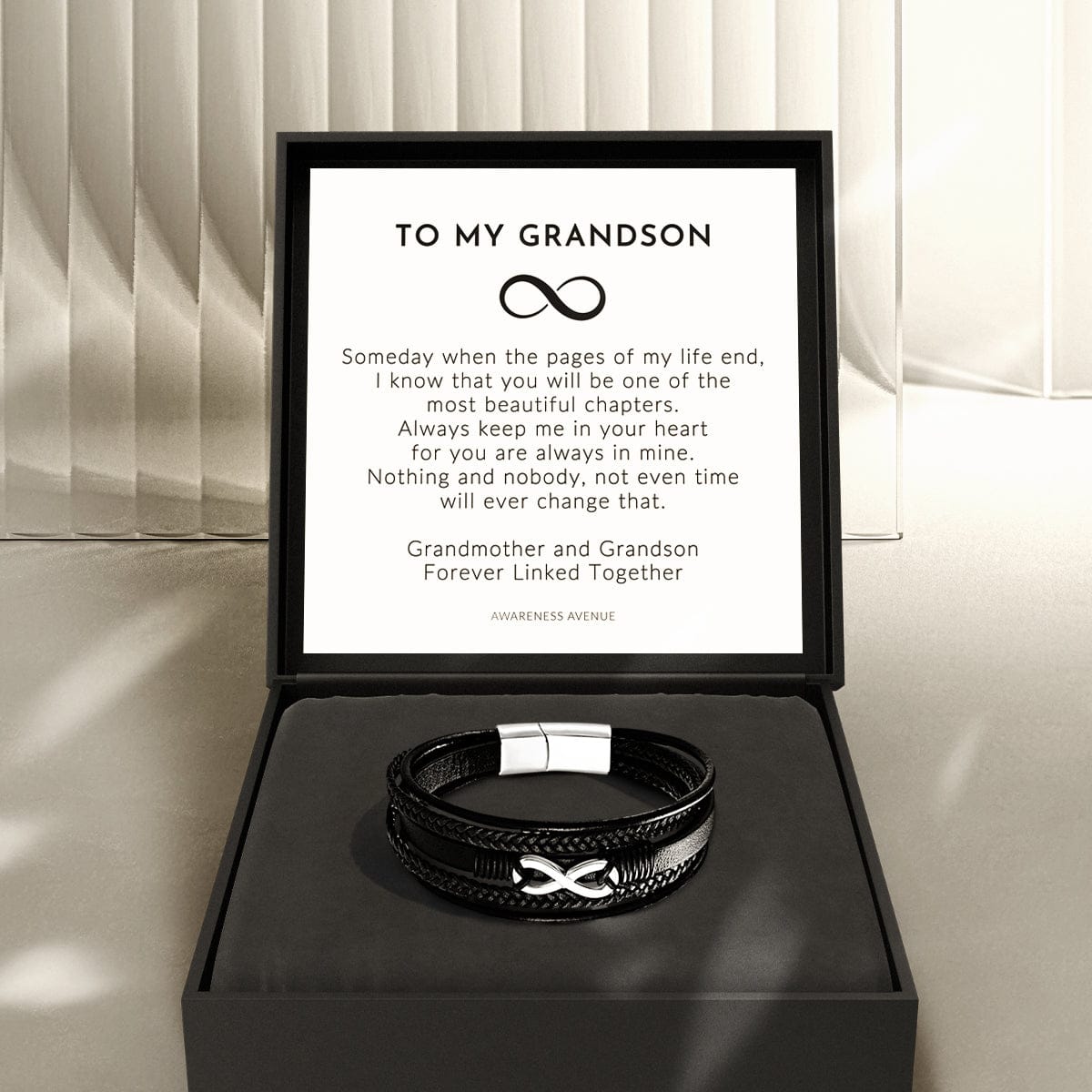 Para mi nieto | Siempre estaré contigo | Pulsera de cuero
