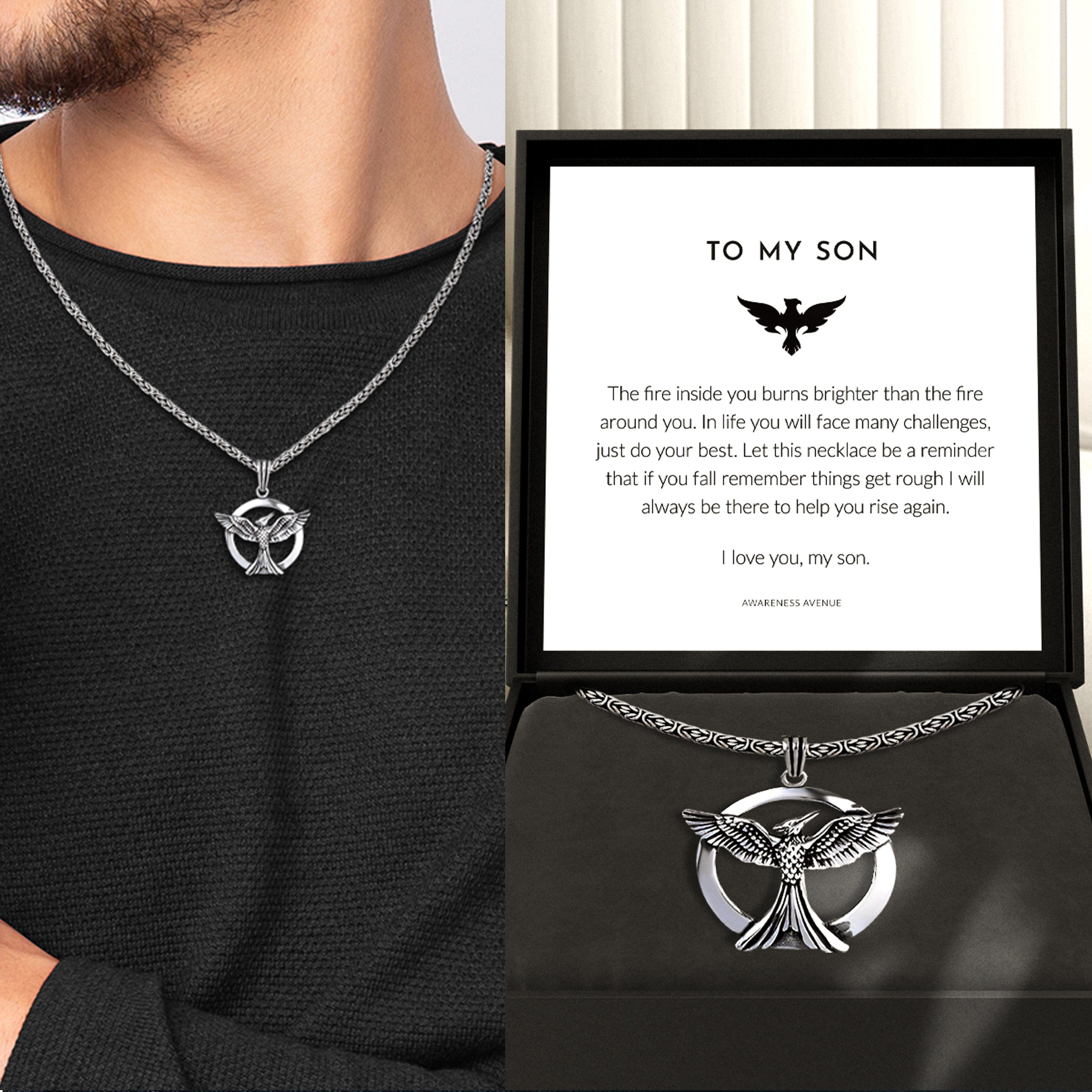 Para mi hijo | Collar de fénix en plata 925S