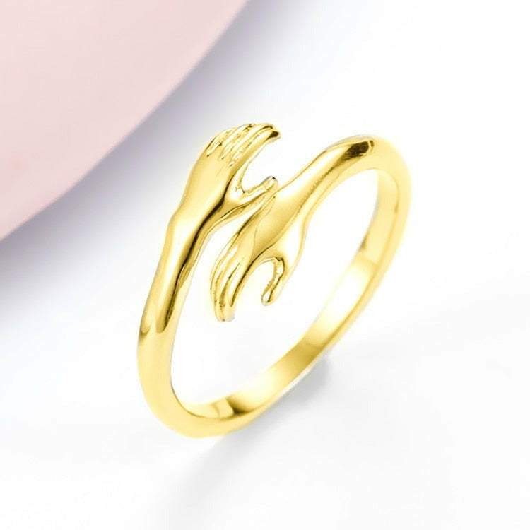 Embrace | Hug Ring | 925 Sterling Silver-Awareness Avenue™-Awareness,best-seller,enough,gift: All,gift: Inspirational,IAmEnough,jewellery,Jewelry,Ring,ring: All,ring: Inspirational,Semicolon,Silver